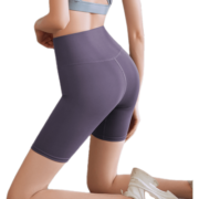 Rianne.He莉安赫瑜伽裤女蜜桃高腰提臀弹力裸感外穿女跑步运动紧身健身裤 酱茄紫 L【建议105-120斤】