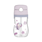 膳魔师Tritan儿童水杯吸管杯夏季带刻度学饮杯宝宝学生水杯郊游出行杯 BCSA 紫色小狮子（双盖）