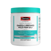 Swisse斯维诗 高纯度omega-3精炼野生鱼油胶囊 200粒 含DHA EPA 支持心眼脑血脂健康 原料纯净无污染