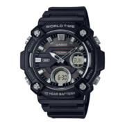 卡西欧（CASIO）【八角小怪兽】时尚防水数字双显运动休闲男表 AEQ-120W-1AVDF