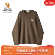 William fox&sons &男装230新疆双面棉空气层科技亲肤面料狐狸头刺绣打底衫长袖T恤 咖啡色 M/170