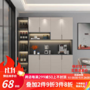 凯 沃 德餐边柜冰箱柜厨房客厅靠墙轻奢茶水柜带灯家用一体置物厨房置物柜 2300*400*2400 如图