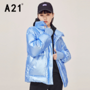 A21 女装韩版亮面宽松加厚羽绒服外套