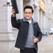 LEOPARK 中年男棉衣爸爸冬装外套男装冬季爷爷加绒加厚棉袄中老年人棉服