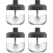 微信小程序、需抢券: 乐唯诗 玻璃调味罐 带勺 乐思 黑 260ml*4
