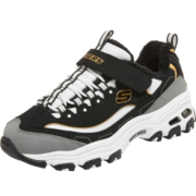 Skechers斯凯奇童鞋女童运动鞋熊猫鞋男童老爹鞋魔术贴大童休闲鞋996212L 黑色/金色BKGD(加绒) 36
