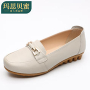 musbeme 玛思贝蜜 妈妈鞋2023春秋款真皮软底豆豆鞋舒适平底单鞋女中老年大码女鞋子
