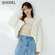 SNIDEL 2023秋冬女士纯色抽绳收腰连帽羽绒服SWFC225254