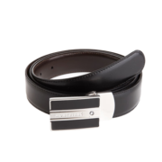 万宝龙（MONTBLANC）MONTBLANC 镀钯板式带扣双面皮带腰带 黑色/棕色 38156/128136
