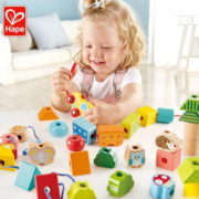 Hape【精选】儿童串珠玩具 宝宝穿珠绳积木套丛林火车串珠儿童节礼物 丛林火车串珠套E8476