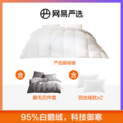 网易严选【半佛推荐】95%白鹅绒被羽毛羽绒被子春秋被芯抗菌静音中国大鹅 【冬被组合】95鹅绒被+枕头+件套 200*230cm 适合1.5/1.8米床