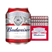 plus、概率券：百威拉格啤酒 经典醇正 255ml*24听 小罐mini罐 Bud 啤酒整箱装*2件