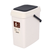 Edo茶渣桶按键弹盖茶桶滤茶桶泡茶滤水桶米色大号7L【加铜头排水管】