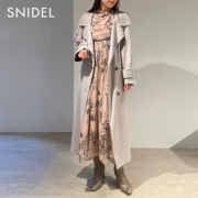 Snidel 2023冬新款女士长款系带单排扣羊毛呢大衣 SWFC234001