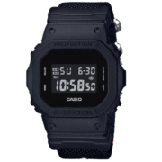 卡西欧(CASIO) G-SHOCK系列手表复古经典方块多功能时尚运动防水男表 DW-5600BBN-1帆布表带