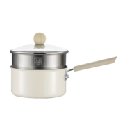 炊大皇（COOKER KING）不粘小奶锅婴儿辅食锅带蒸笼宝宝高颜值热奶锅煮面泡面燃气电磁炉 【18cm+304蒸笼】锅底久烧不易黑