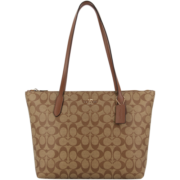蔻驰（COACH）女士大号单肩手提包托特包卡其色/棕色4455IME74