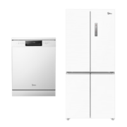 PLUS会员、双十一预售:美的（Midea）厨房白色嵌入式套装 60厘米薄系列483升十字超薄冰箱BCD-483WSPZM(E)+15套一级水效洗碗机RX600-W