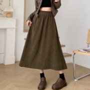 BAZAAR RED 美拉德伞裙女秋冬新款时尚百搭宽松淑女慵懒暖色系长裙