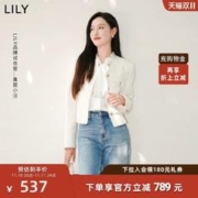 LILY 设计感精致粗花呢小香风外套女2023新款高级感气质通勤外套