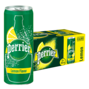 巴黎水（Perrier）法国原装进口 柠檬味气泡水 进口超市 矿泉水 250ml*30罐整箱装
