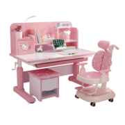 Hello Kitty【送货到家】儿童学习桌中小学生书桌椅可升降写字桌椅套装男女孩 0.8米抗醛桌面+脚踏椅 粉
