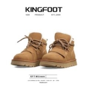 KFT 雪地靴2023新款冬季牛皮加绒休闲女靴ins保暖雪地靴 驼色
