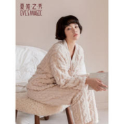 EVE'S MAGIC 夏.娃.之.秀 睡衣女法兰绒厚款V领开衫可外穿韩版女士家居服套装 浅杏色(J7022)
