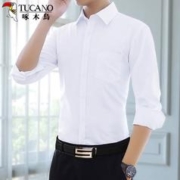 TUCANO 啄木鸟 衬衫男春秋季长袖衬衣商务休闲纯色舒适透气百搭男装A 白色 2XL