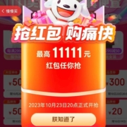 京东现金红包，抢3次，最高11111元
