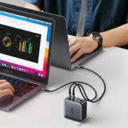 UGREEN 绿联 CD226 氮化镓充电器 三Type-C/USB-A+双口100W 数据线 编织线 1.5m 黑色