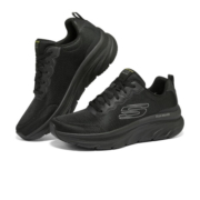 斯凯奇（Skechers）男鞋时尚绑带运动鞋舒适缓震休闲鞋 黑色/炭灰色 41码