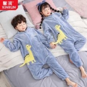 XinYun 馨润 儿童连体睡衣冬季珊瑚绒加厚男女宝宝卡通睡袋家居服 MT9605连体绒恐龙 10码95-105厘米
