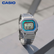 卡西欧（CASIO）G-SHOCK 防震防水小方块银色渐变时尚运动男表 GMW-B5000PC-1