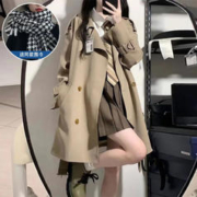 HUACHE 画澈 风衣外套女春秋新款韩版英伦风学生小个子中长款宽松休闲穿搭大衣 卡其色 S