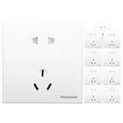 松下（Panasonic）开关插座面板 五孔插座 大间距10A墙壁插座10只装 悦宸86型 白色
