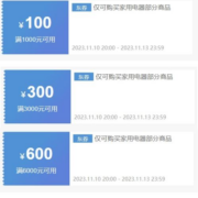 10日20点、领券备用：京东 满6000-600/3000-300/1000-100元 大促冰箱券