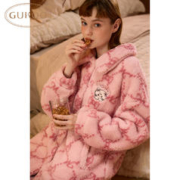 GUKOO 果壳 睡衣女秋冬新款mikko联名可爱翻领印花女士珊瑚绒睡衣D