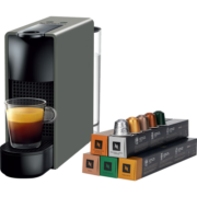 Nespresso 胶囊咖啡机和胶囊咖啡套装 Essenza mini意式全自动家用进口便携咖啡机 C30灰色及温和淡雅5条装
