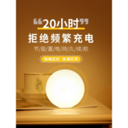 鸿视小夜灯可充电学生宿舍触摸感应小灯卧室睡眠停电应急家用照明灯 【发1个】充电款按按灯-白光