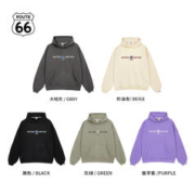 ROUTE66 秋季新款情侣380G重磅美式卫衣复古男薄绒加厚连帽潮牌特