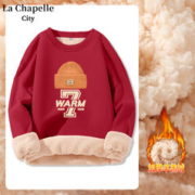 La Chapelle City 拉夏贝尔拉夏贝尔 2023新款羊羔绒加绒加厚圆领卫衣 女士秋冬款