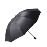 惠寻 京东自有品牌 10骨雨伞加大加固晴雨两用三折黑胶防晒遮阳 黑色