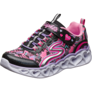 Skechers斯凯奇儿童鞋女童闪灯鞋春秋款运动鞋甜美发光大童休闲鞋302145L 黑色/多彩色/BKMT- 32