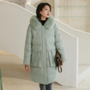 冰洁BENGEN 羽绒服女长款时尚大毛领冬季连帽简约白鸭绒保暖外套