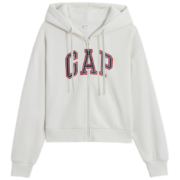 Gap女装秋冬美式复古LOGO碳素软磨抓绒短款连帽卫衣  3色多码