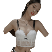 Glambody 内衣女小胸聚拢加厚上托收副乳性感纯欲文胸内裤套装682250 白色-套装 32/70A
