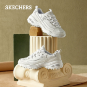 PLUS会员、概率券：SKECHERS 斯凯奇 女士厚底休闲运动鞋 11979 白色/银色