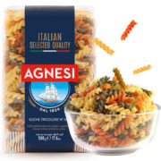 AGNESI 安尼斯 656号三色螺旋形意面500g进口食品意大利面儿童面低脂面方便速食