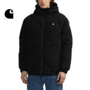 10日20点、寒流来了：carhartt WIP LOGO刺绣菱格衔缝连帽羽绒服 212005H